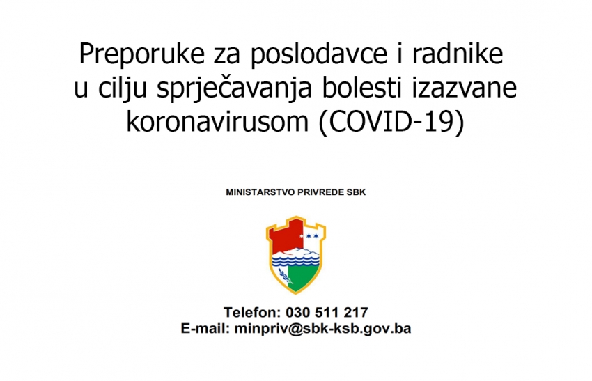 Preporuke za poslodavce i radnike u cilju sprječavanja bolesti izazvane koronavirusom (COVID-19)